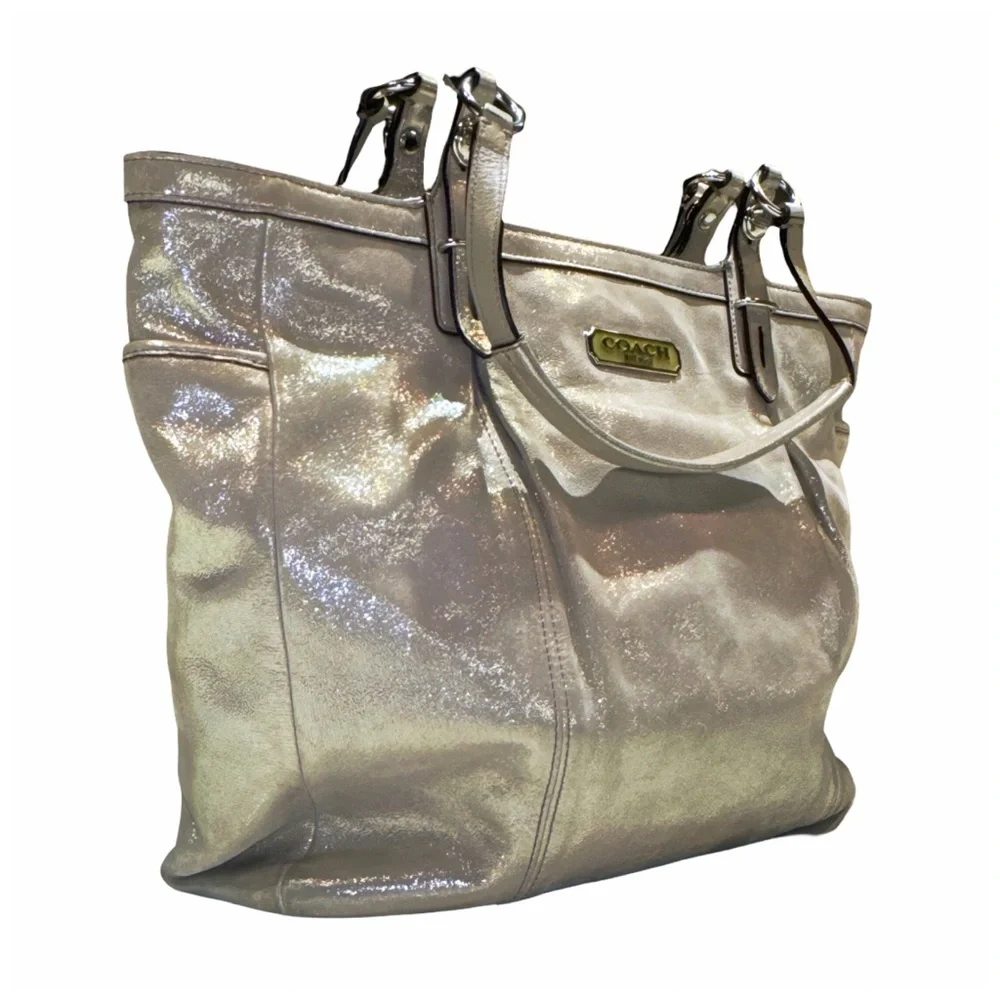 COACH Gold Shimmer Gallery East West Tote Bag - Picture 5 of 15